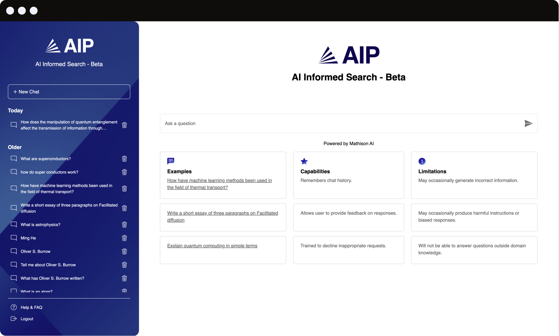 AIP home screen