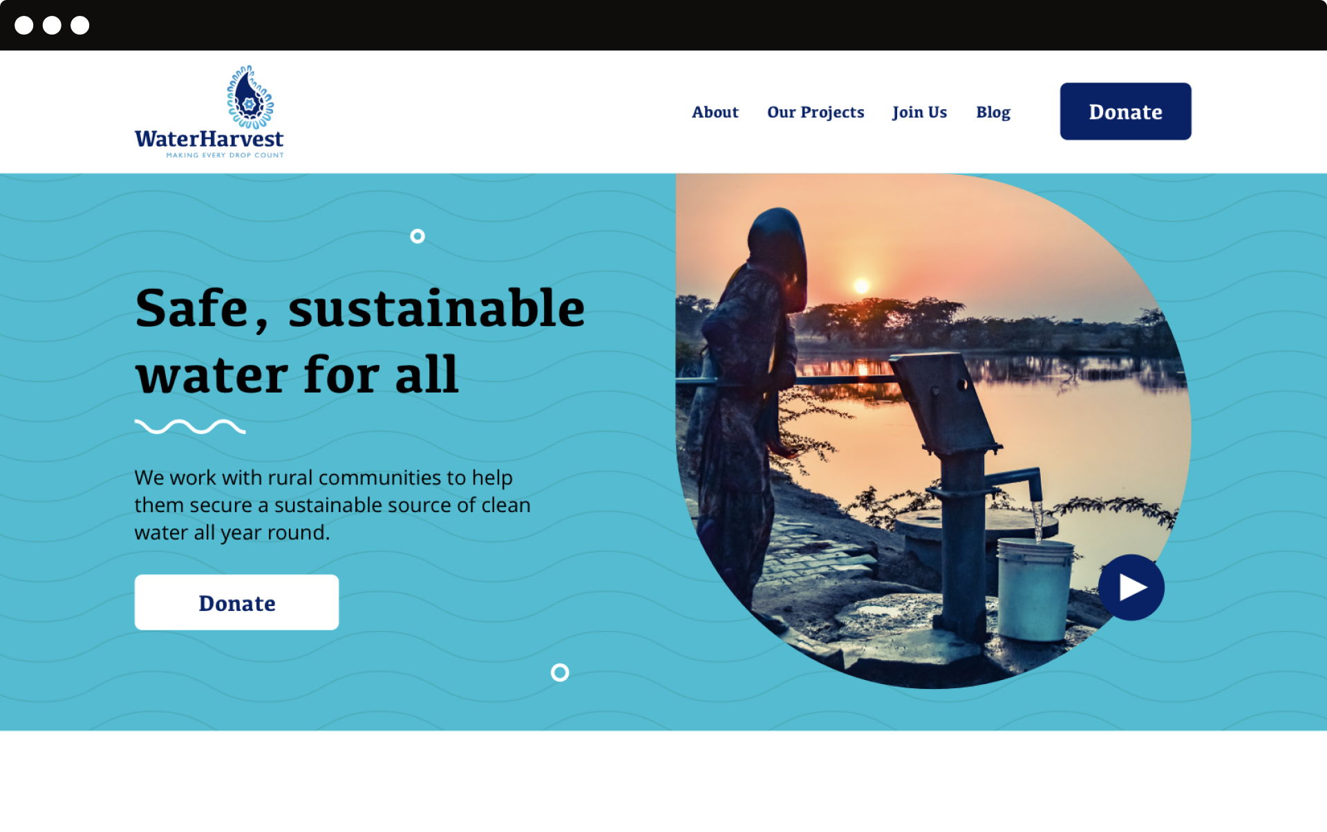 Water Harvest Home Page Screenshot
